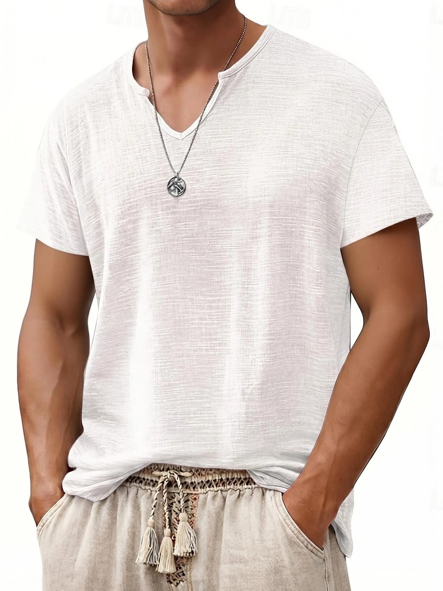 Tariano  | Ademend T-shirt met V-hals voor heren, casual, korte mouwen, effen kleur