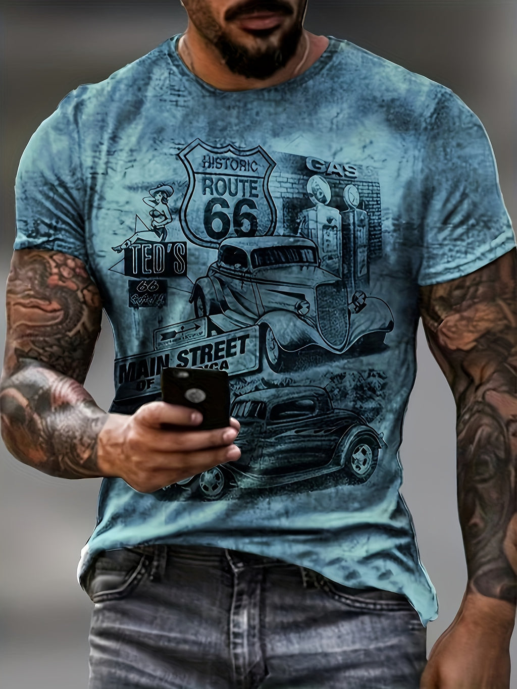 Galvian | Heren Grafisch Zomer T-shirt – Lichtgewicht Bedrukt Shirt met Korte Mouwen