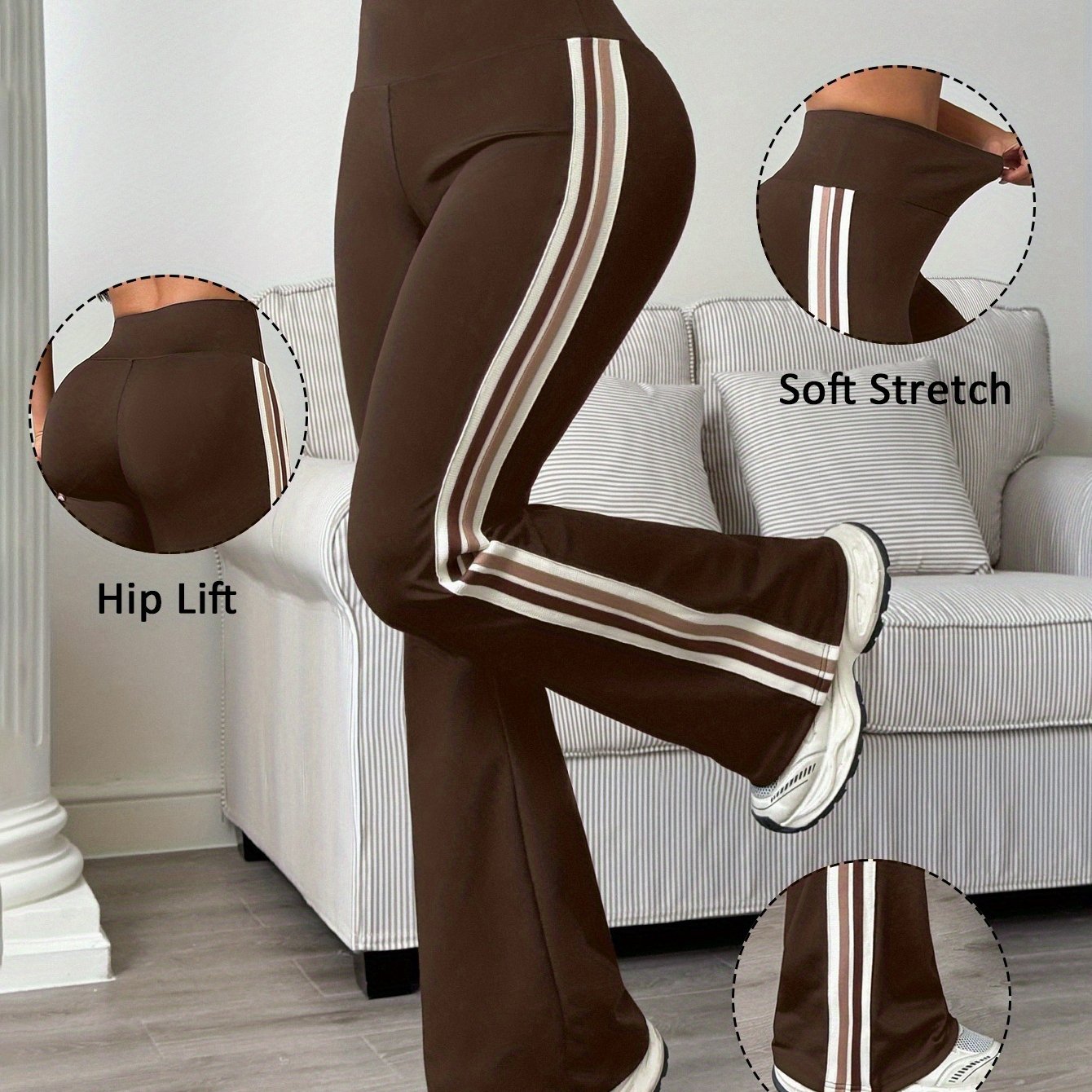 Alinae | Kleurrijke hardloopbroek voor dames – Uitlopende sportlegging, compressiepasvorm, heupverhogend