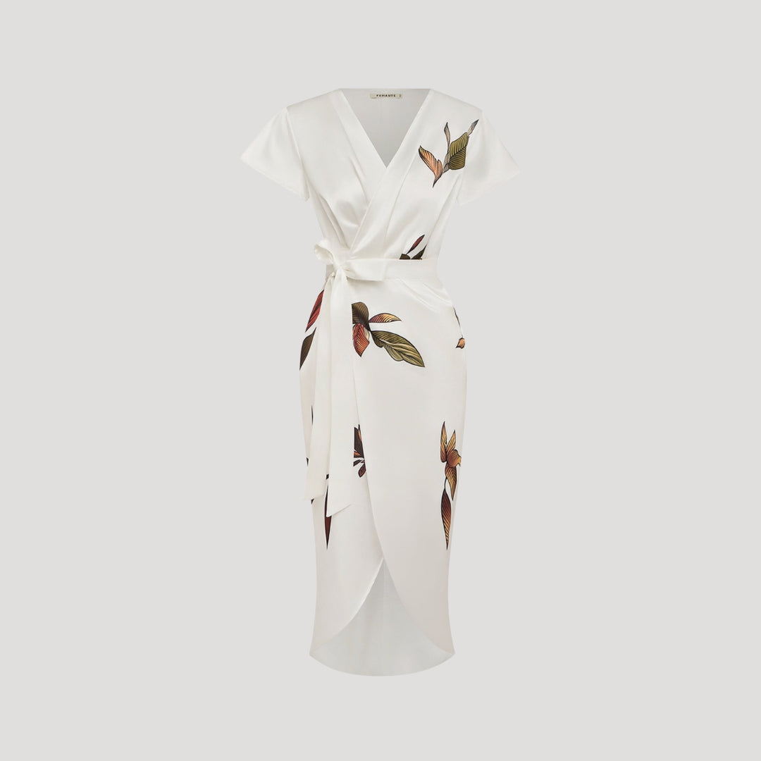 Lysette | Midi-wikkeljurk met bloemenprint voor dames – Zomerjurk met korte mouwen