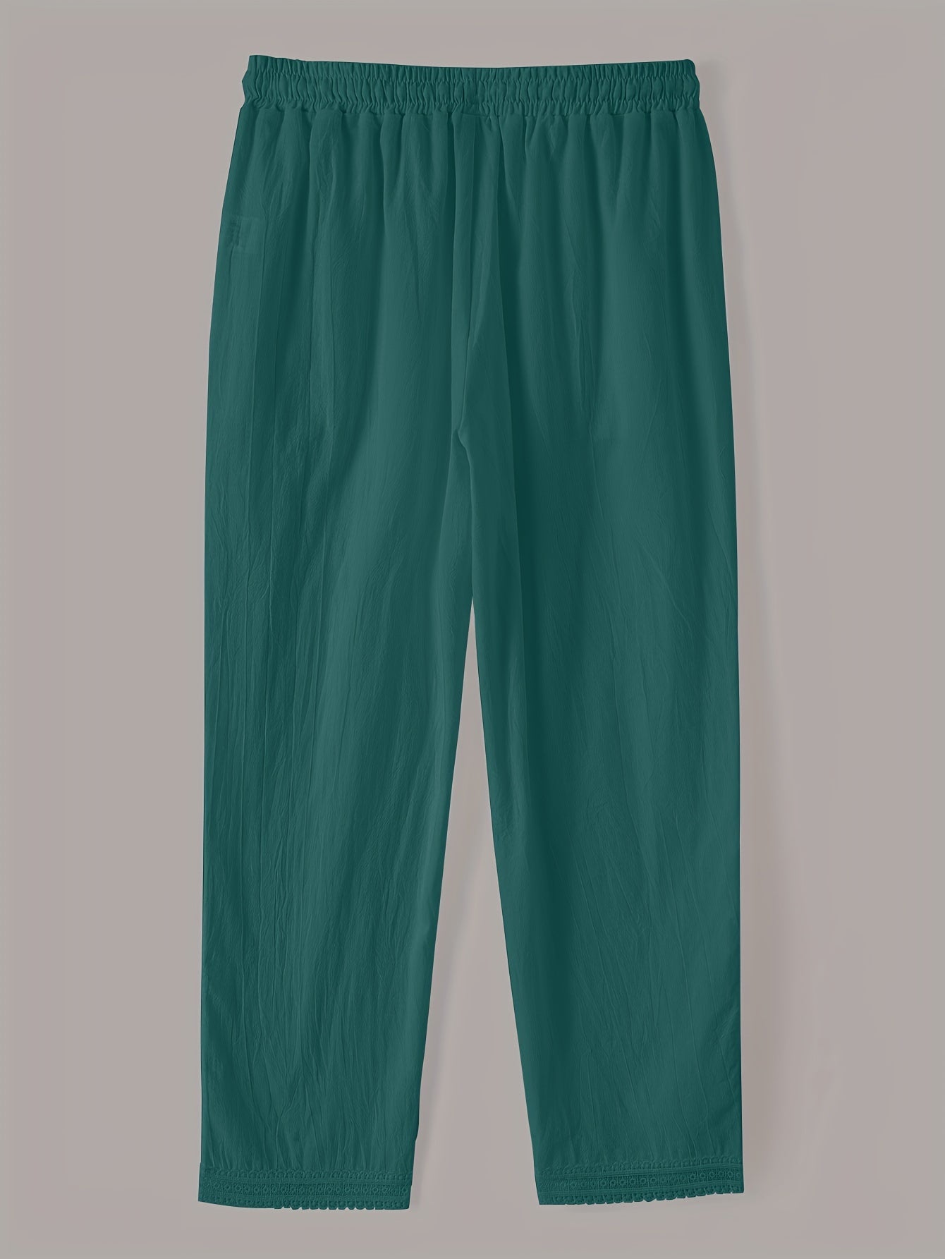 Zalyra | Effen enkellange damesbroek – casual slim fit broek met patchwork en kanten inzetstukken aan de zijkant
