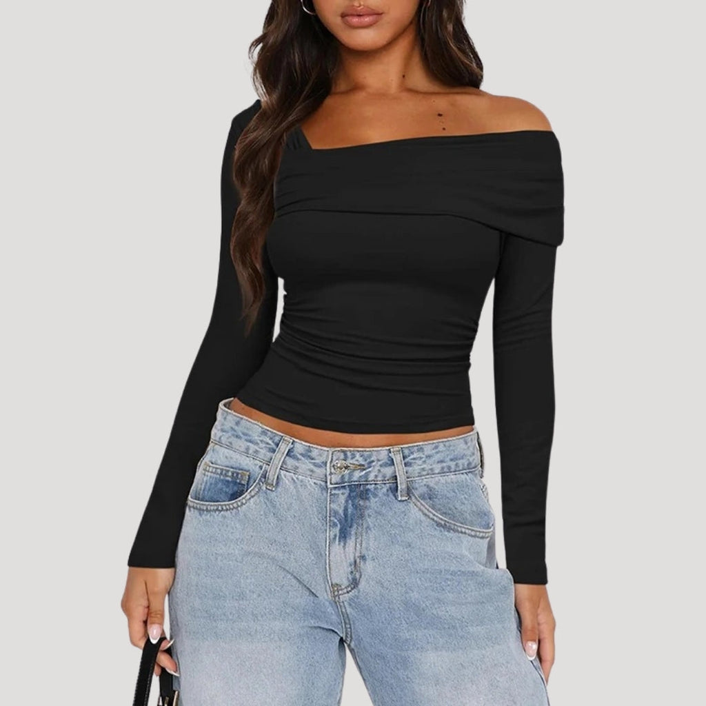 Valivonne | Off-shoulder Bardot-top voor dames – Elegante casual blouse met lange mouwen