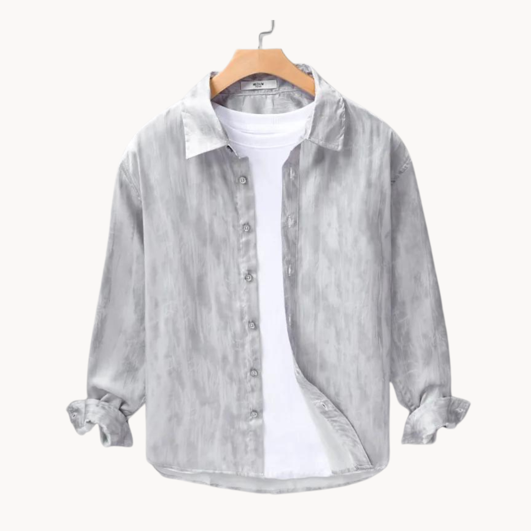 Barron | Knoopshirt met Tie-Dye lange mouwen voor heren - Vrijetijdshirt voor heren