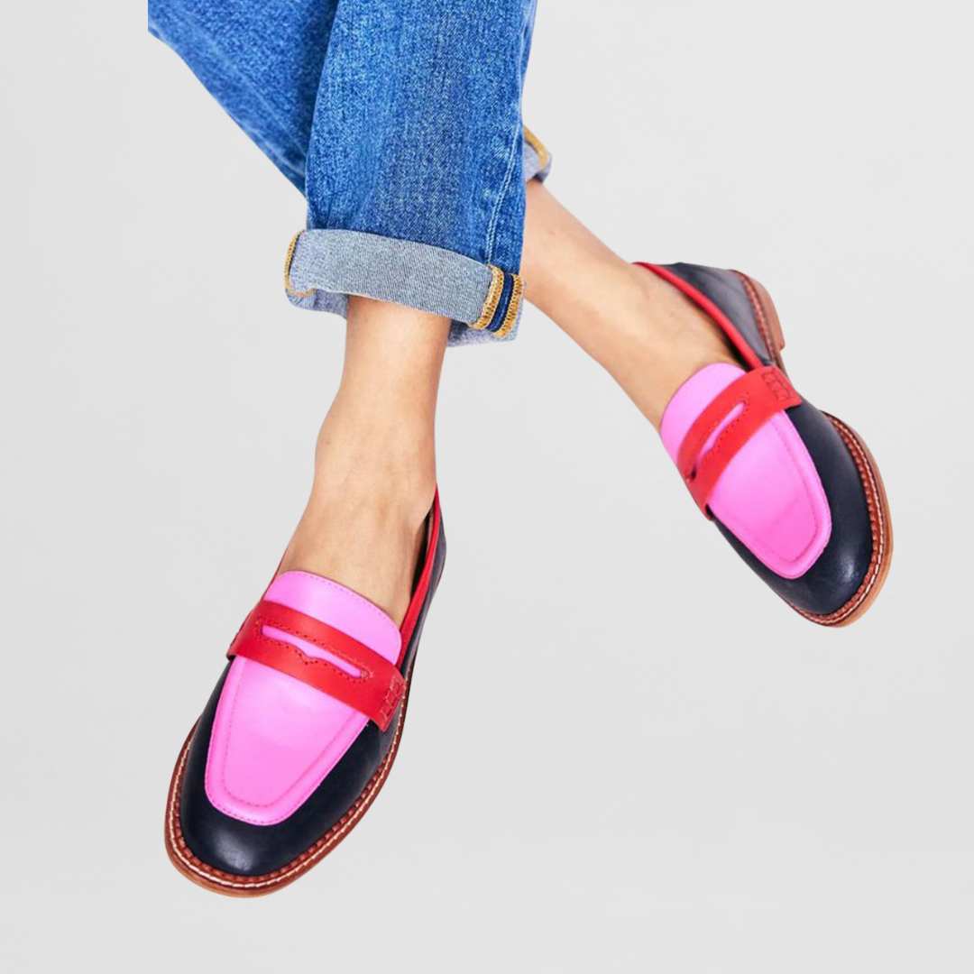 Loafique | Mocassins en cuir colorés pour femmes, chaussures plates élégantes et décontractées