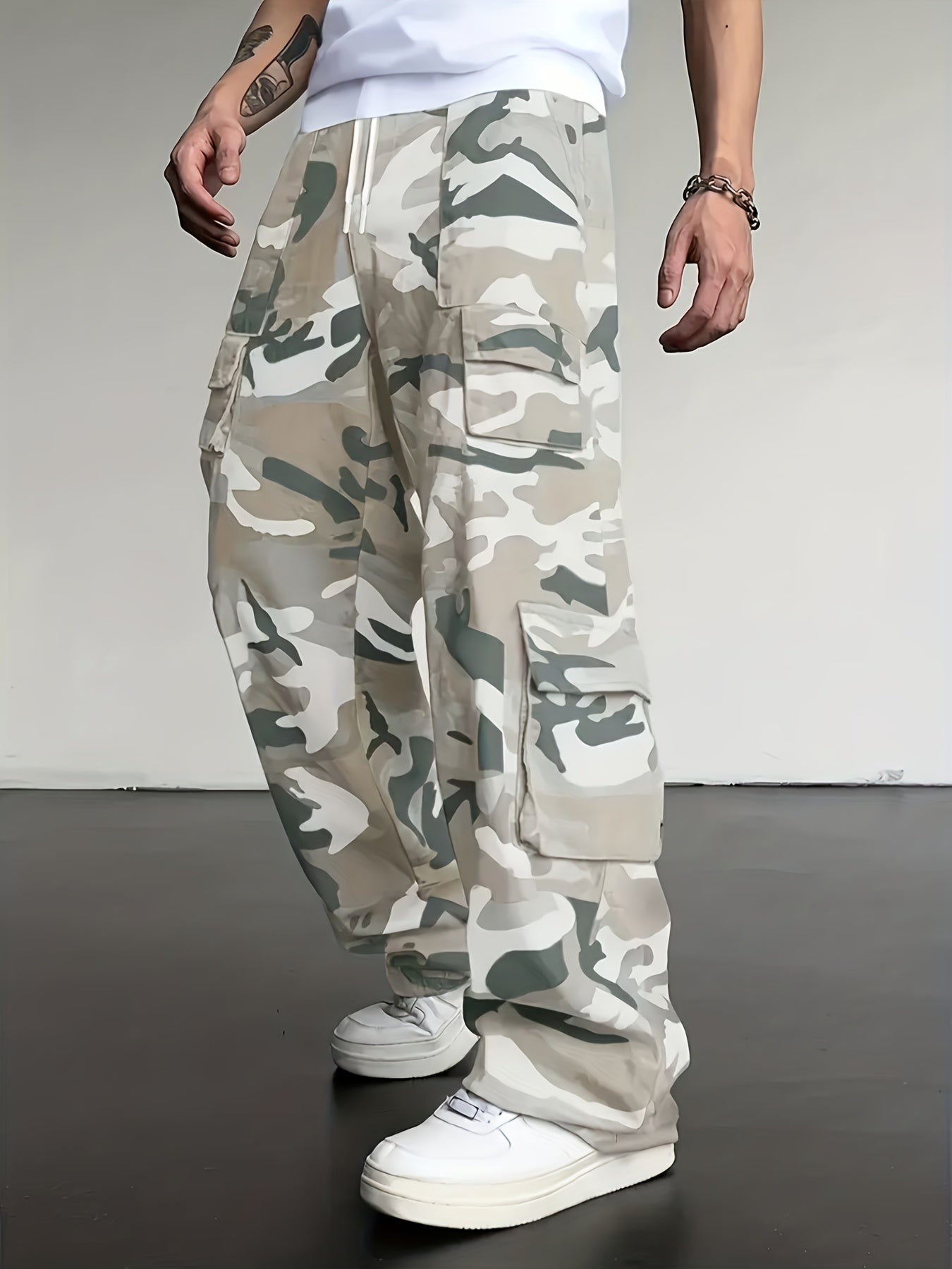 Alvor | Heren Camouflage Cargo Broek – Broek met Meerdere Zakken, Wijde Pijpen