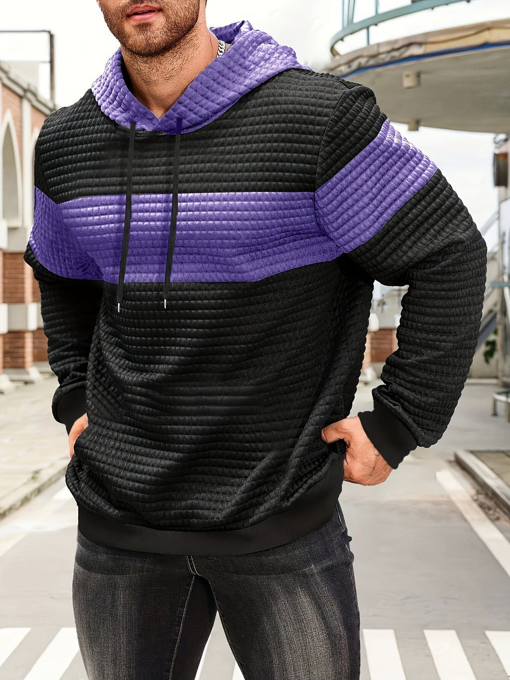 Sylas | Heren hoodiesweater met kleurblokken, casual pullover, trendy streetwear