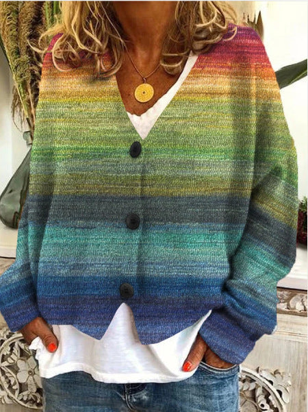 Margot | Mehrfarbige, weiche Strickjacke mit Print, bequem, elegant und warm, hautfreundlicher Stoff