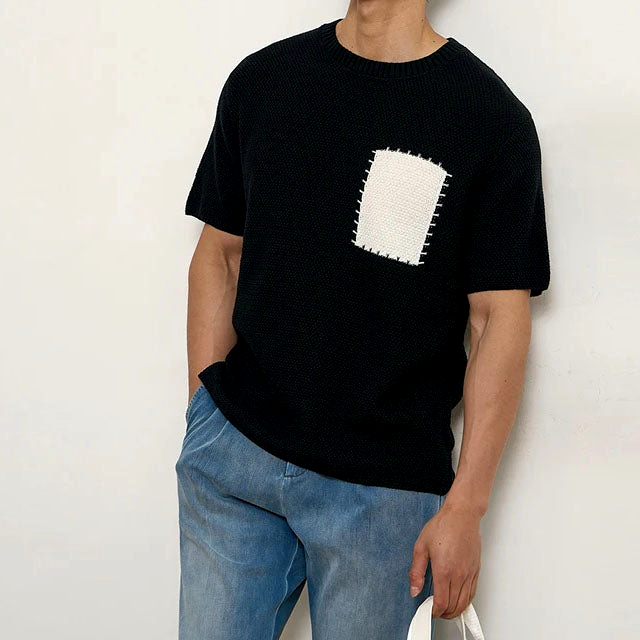 Taryx | Ademend katoenen patchwork-T-shirt voor heren – Lichtgewicht casual shirt met korte mouwen