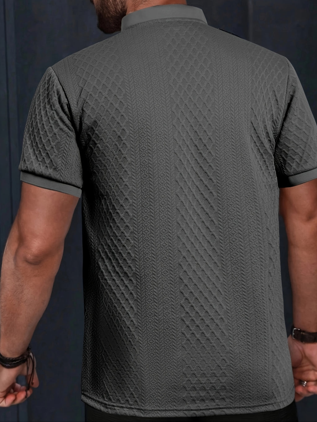 Damjan | Lässiges Business-Henley-Polohemd für Herren – Jacquard-Kragen