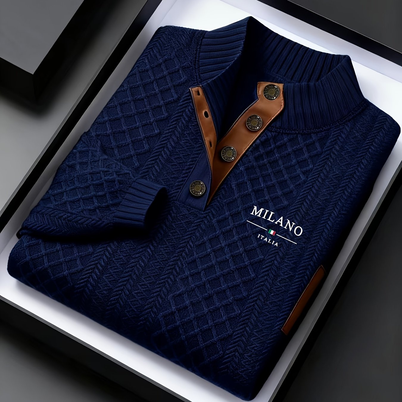 Denric | Standkraag jacquard gebreide trui, gestructureerde pullover voor herfst- en winterkleding, warme outdoor trui