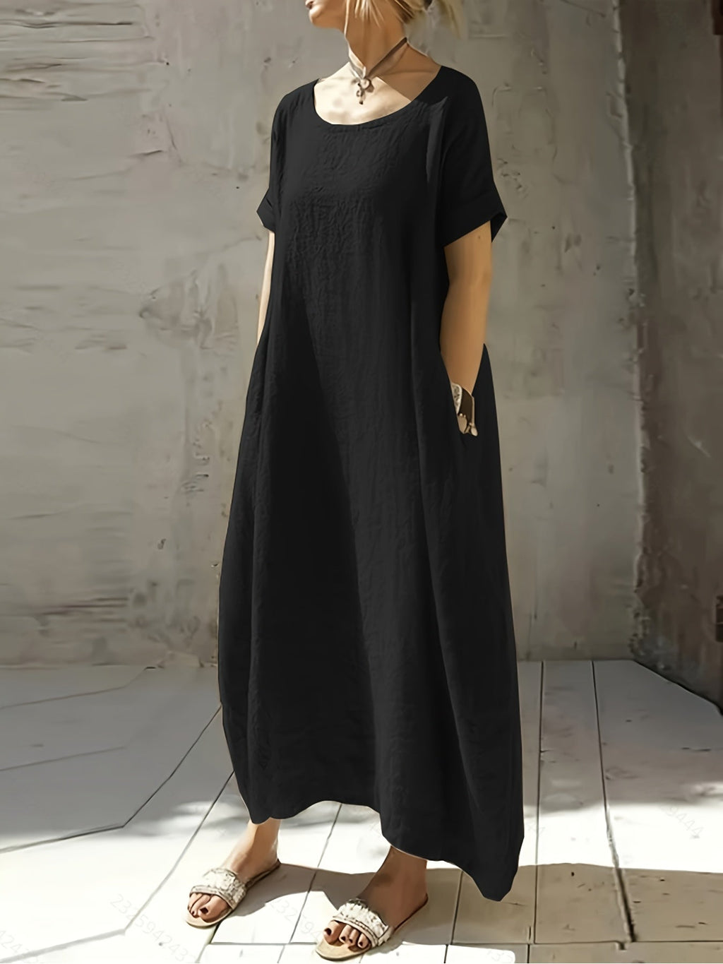 Falyth | Breezy Pocket Midi-jurk – Losse casual zomerjurk voor dames