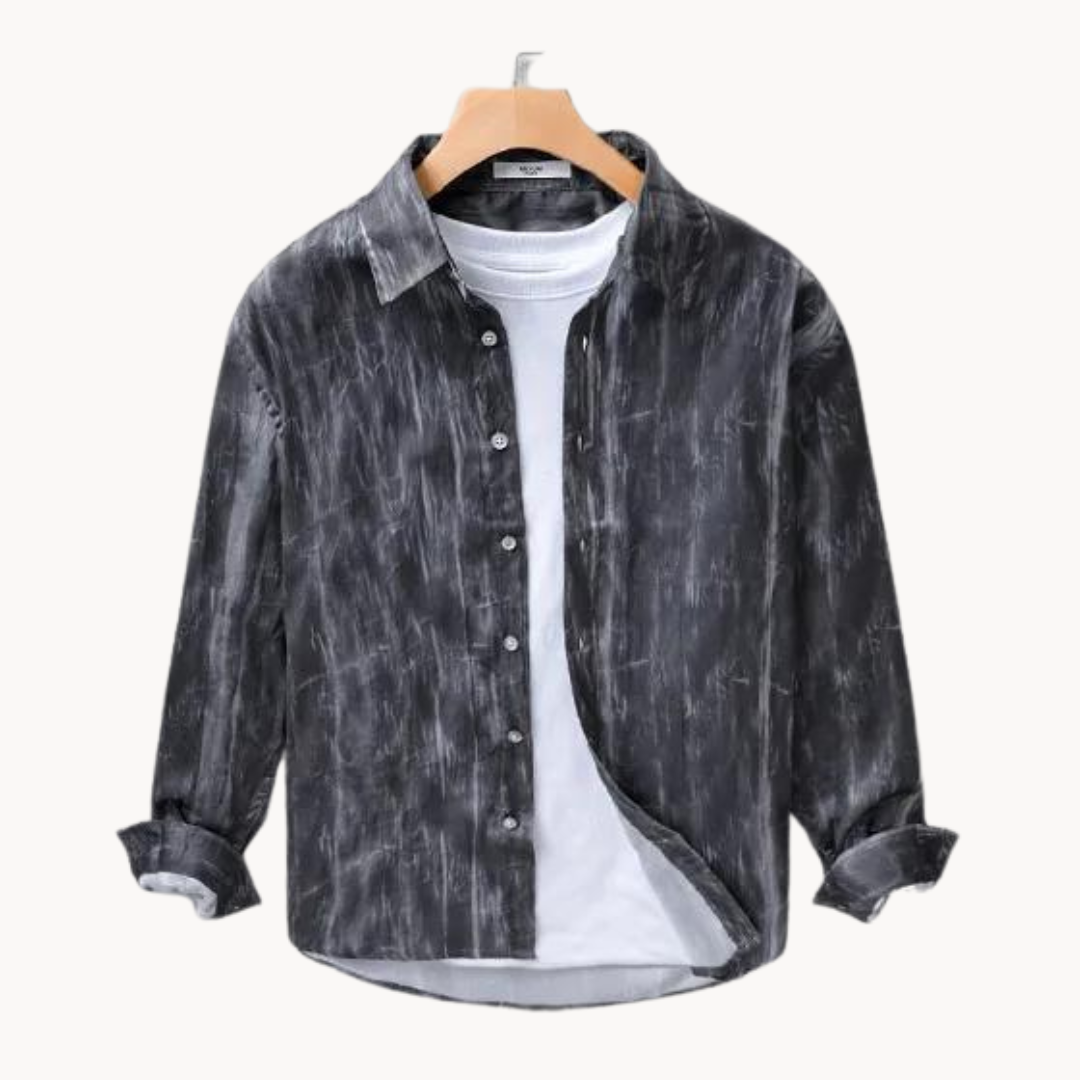 Barron | Knoopshirt met Tie-Dye lange mouwen voor heren - Vrijetijdshirt voor heren