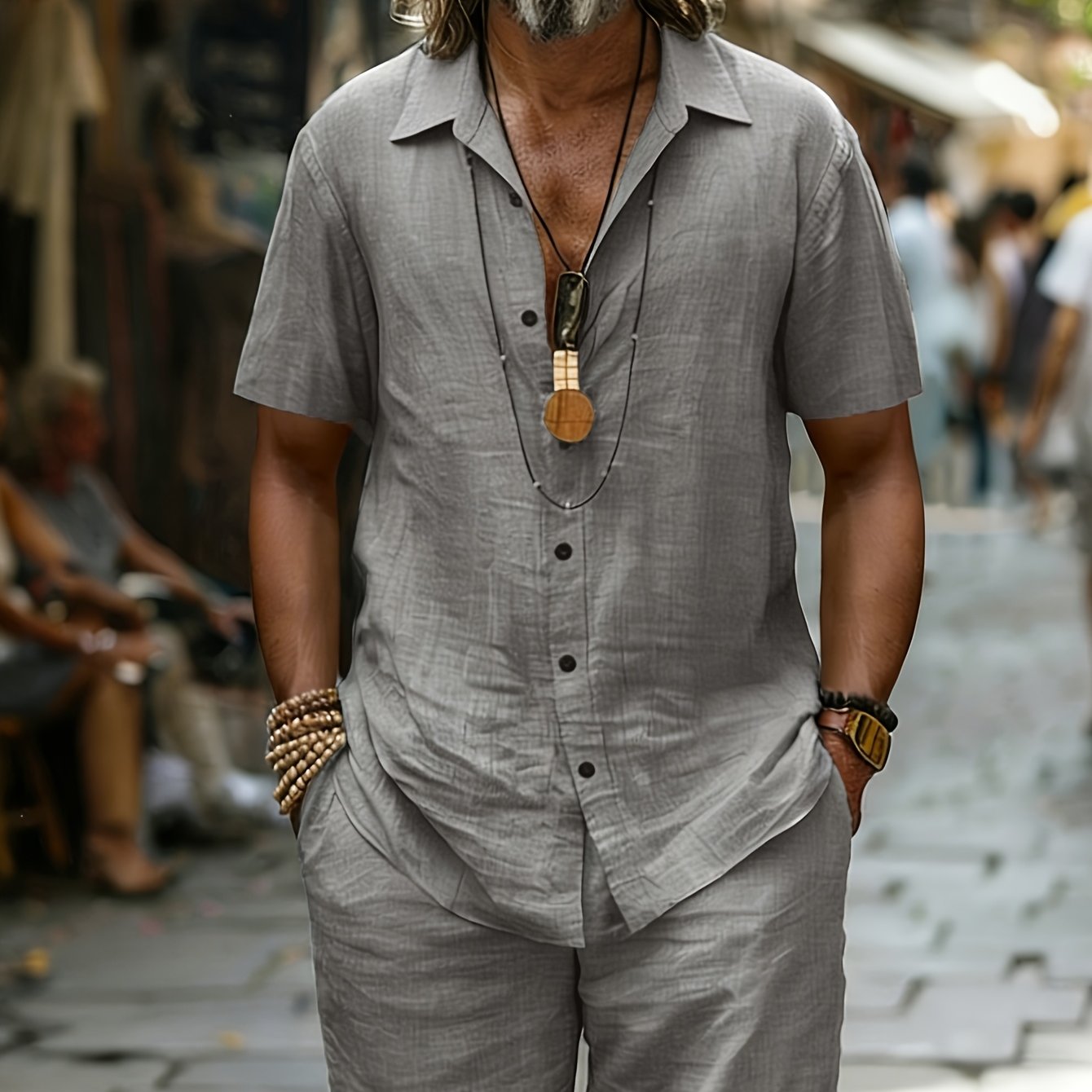 Brent | 2-delige set met casual overhemd en korte broek voor heren – Ademende, lichtgewicht zomerkleding