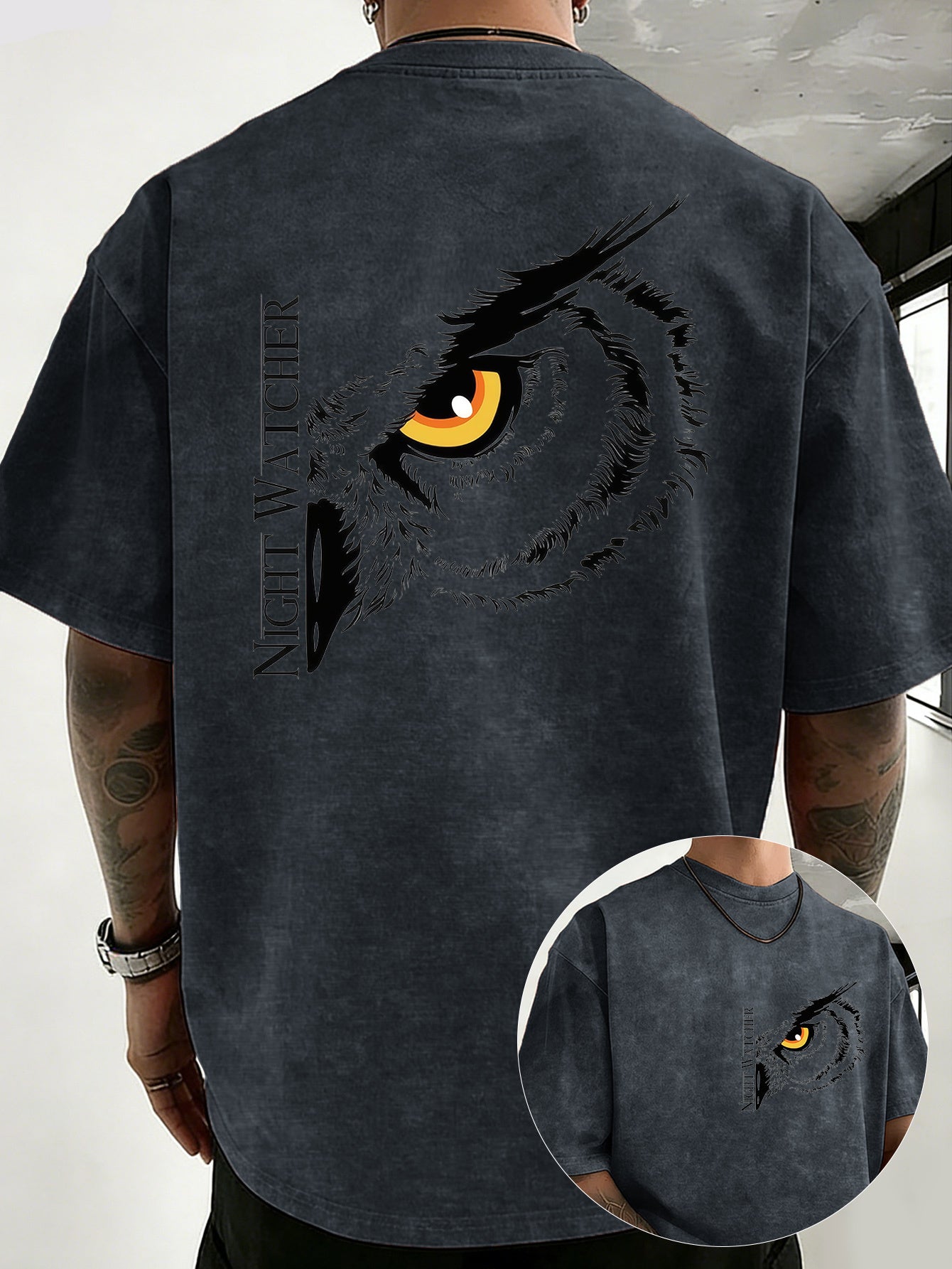 Alrican | Vintage oversized T-shirt van zwaar katoen, gewassen, losse pasvorm