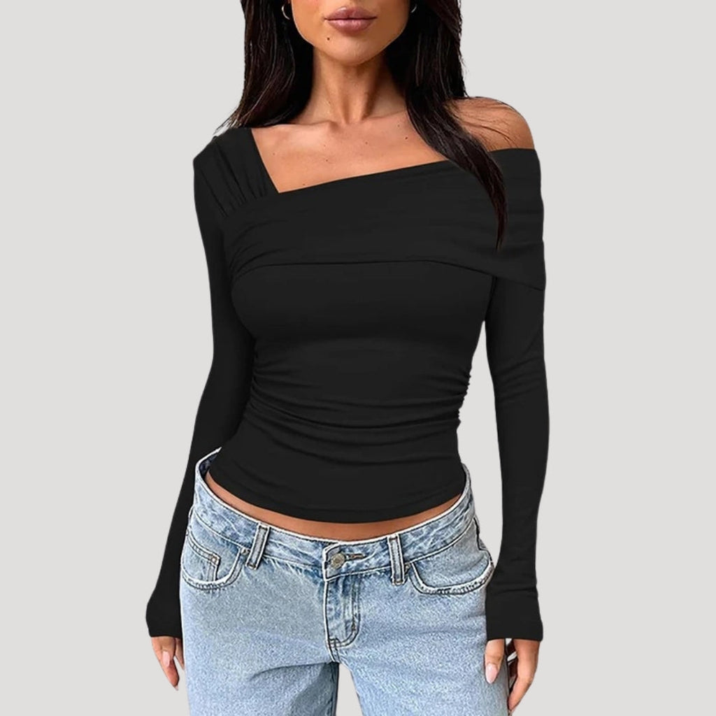 Valivonne | Off-shoulder Bardot-top voor dames – Elegante casual blouse met lange mouwen