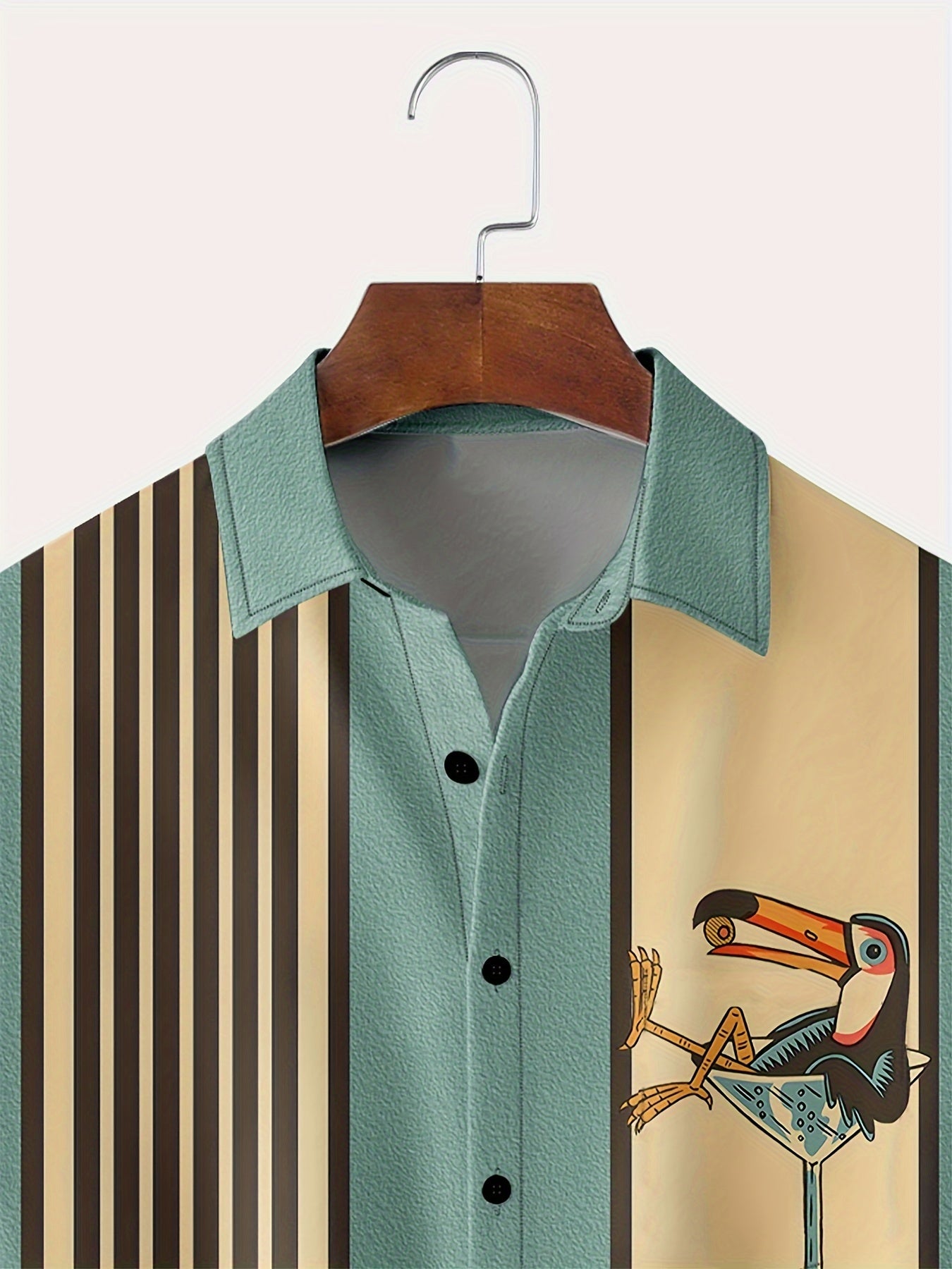 Olavur | Retro gestreept herenoverhemd met korte mouwen en reverskraag - casual gedrukte top