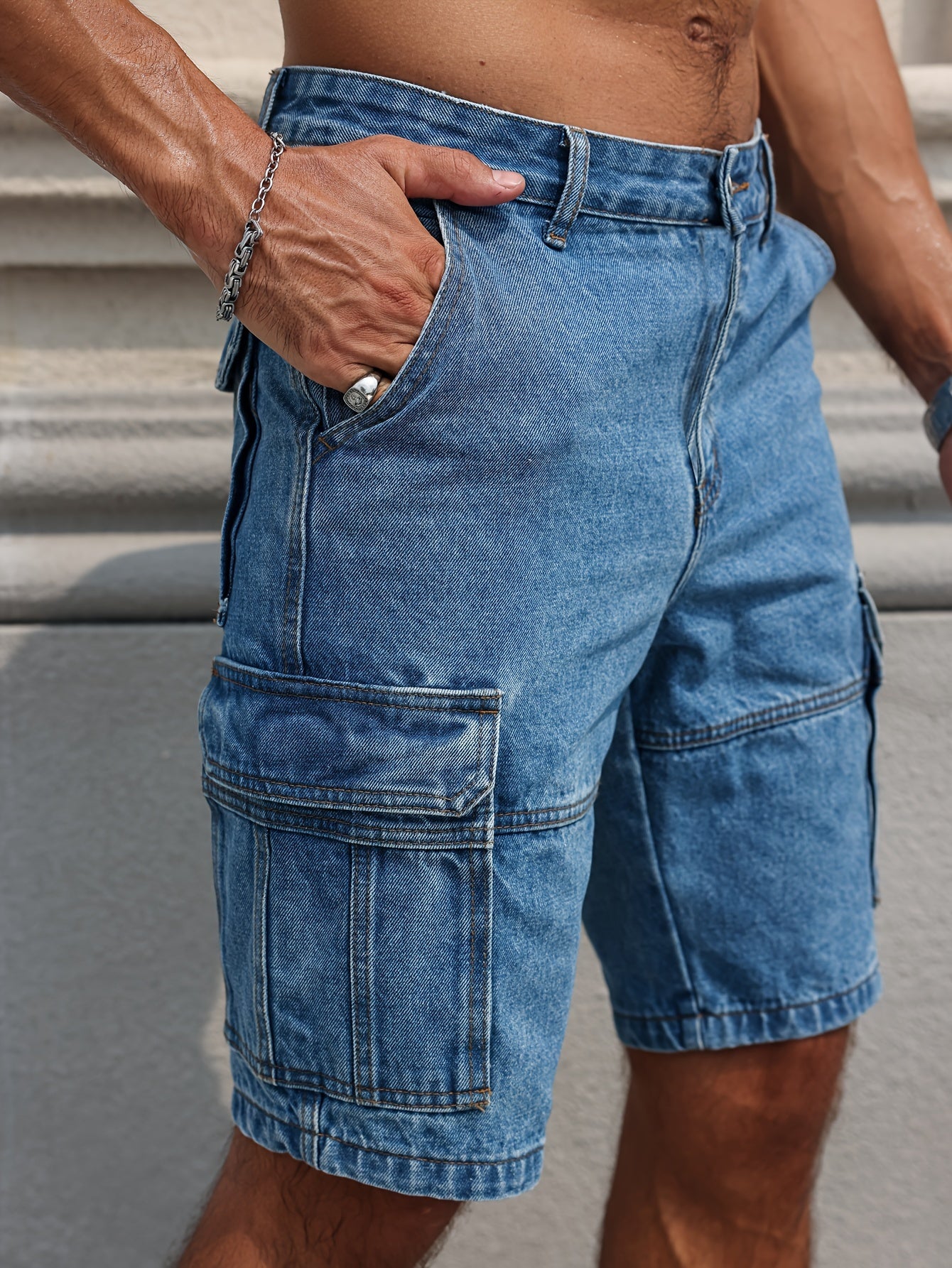 Pyrion | Klassieke Blauwe Denim Shorts – Lichtgewicht Casual Zomerse Knie‑Lange Shorts