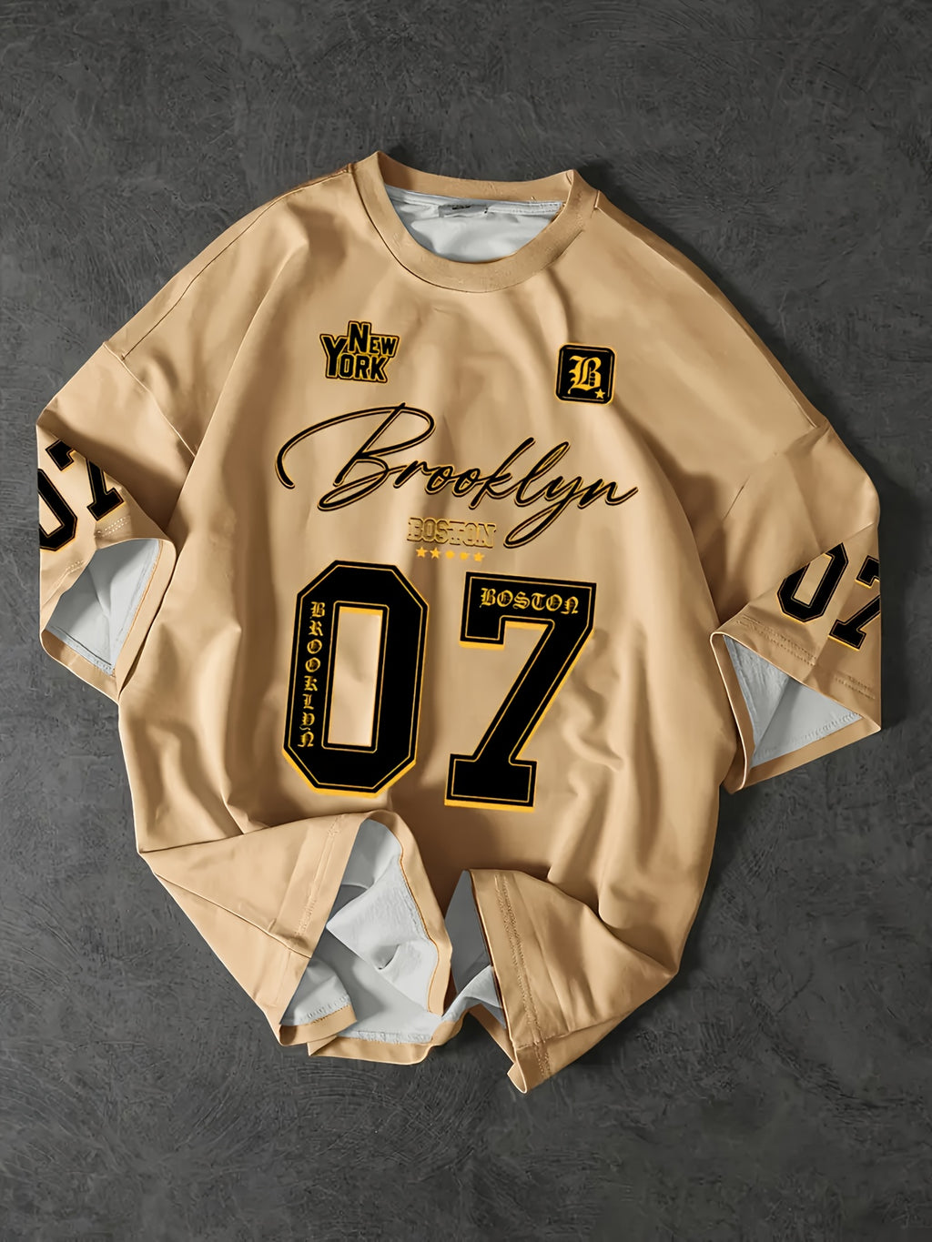 Isen | Heren T-shirt met grafische print Brooklyn 07, oversized pasvorm, casual streetwear