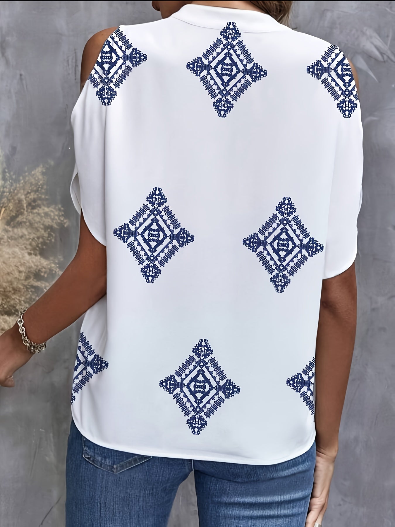 Henira | Dames V-Hals Blouse met Bloemenprint – Mouwloze Zomertop