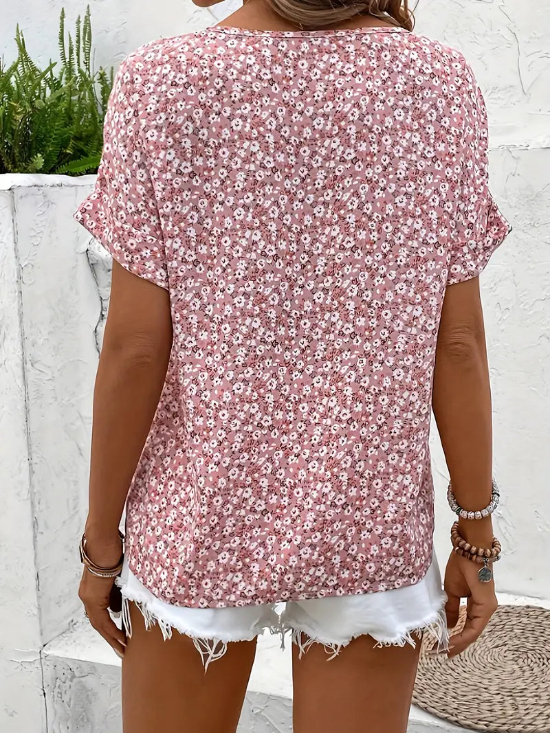 Lucrezia | Chemise à manches courtes pour femme, imprimé floral - Haut élégant