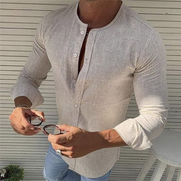 Krix | Heren katoenen shirt voor dagelijks gebruik – stijlvol slim fit overhemd met lange mouwen