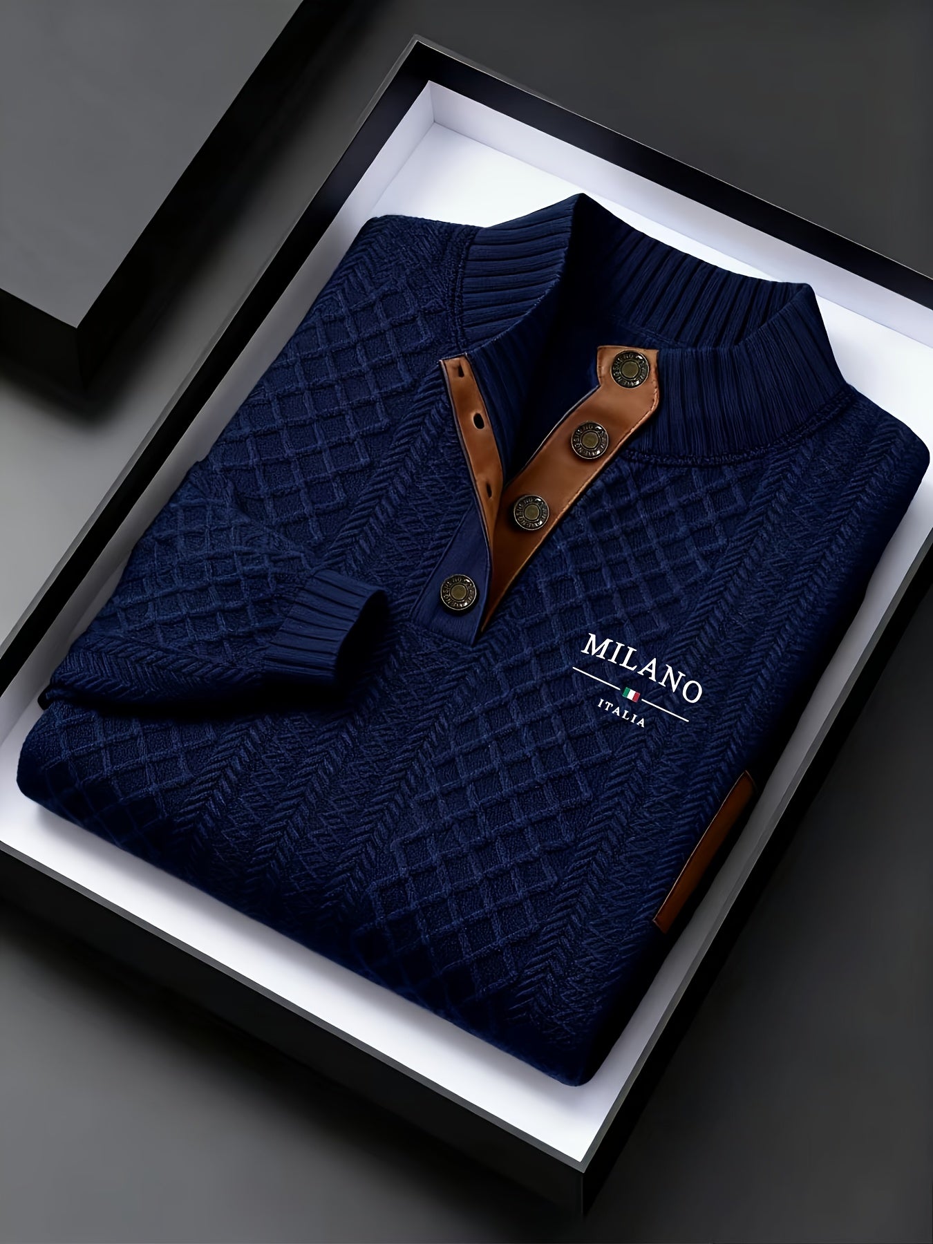 Denric | Standkraag jacquard gebreide trui, gestructureerde pullover voor herfst- en winterkleding, warme outdoor trui