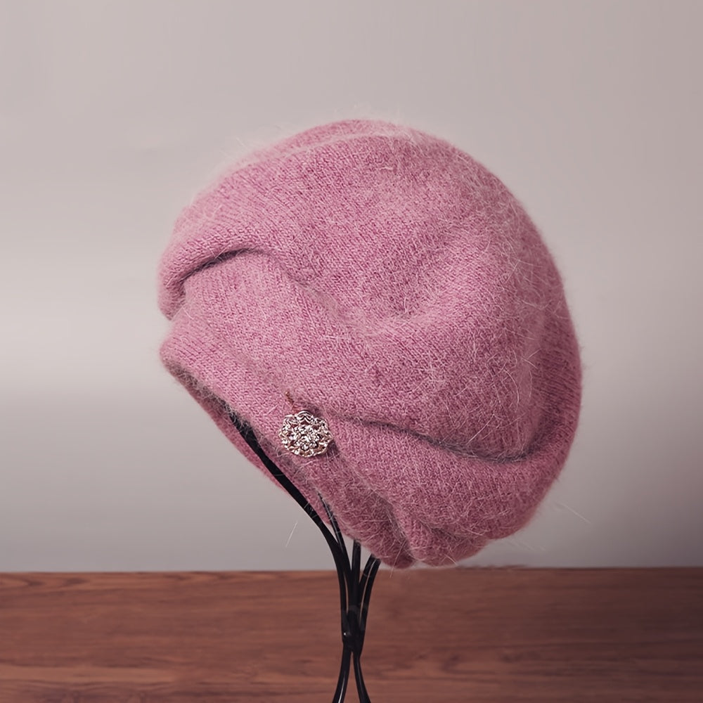 Emina | Bonnet femme en laine mélangée – Bonnet d'hiver chaud en maille