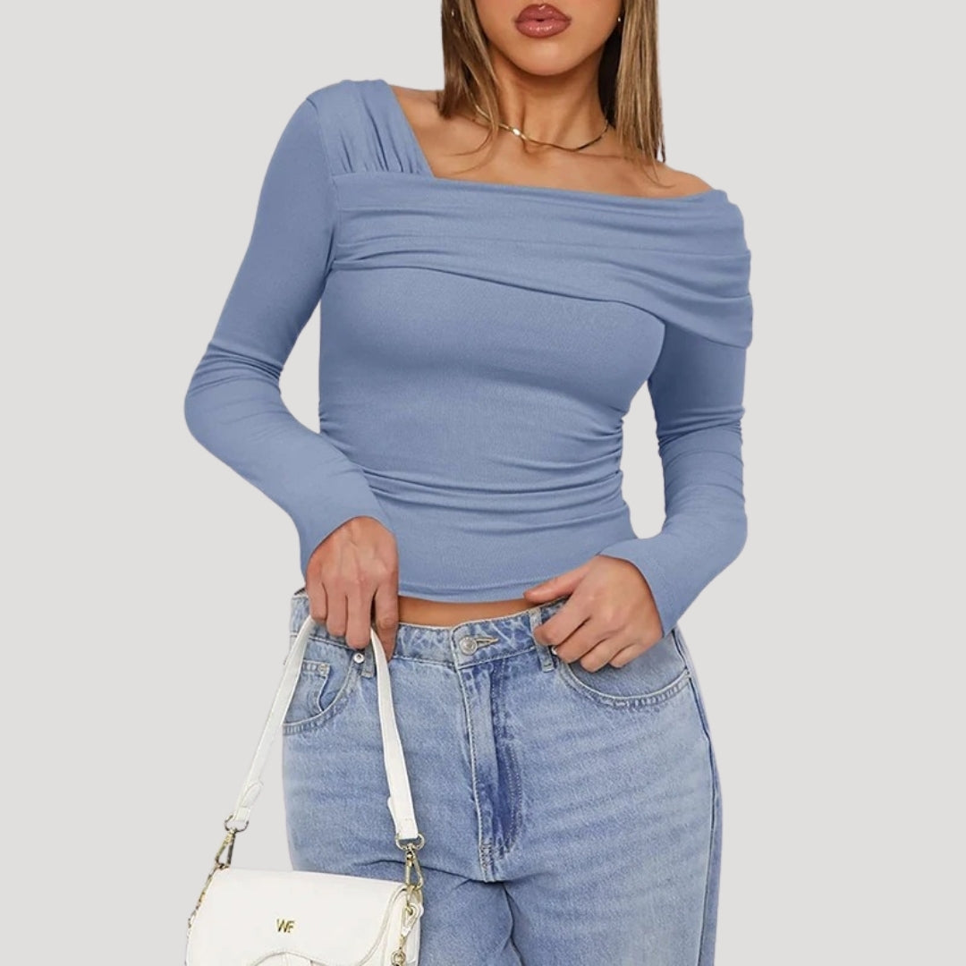 Valivonne | Off-shoulder Bardot-top voor dames – Elegante casual blouse met lange mouwen