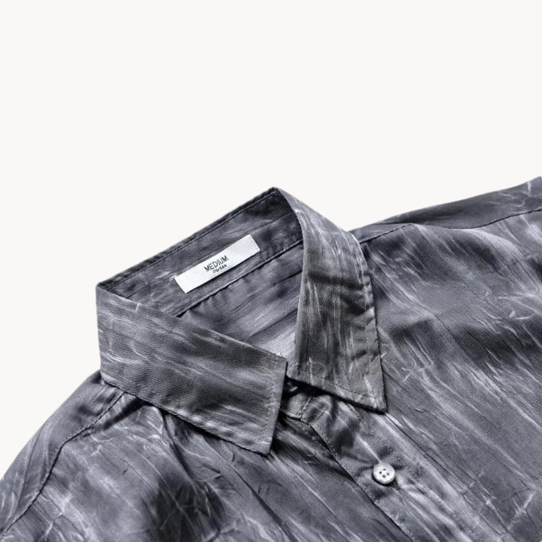 Barron | Knoopshirt met Tie-Dye lange mouwen voor heren - Vrijetijdshirt voor heren
