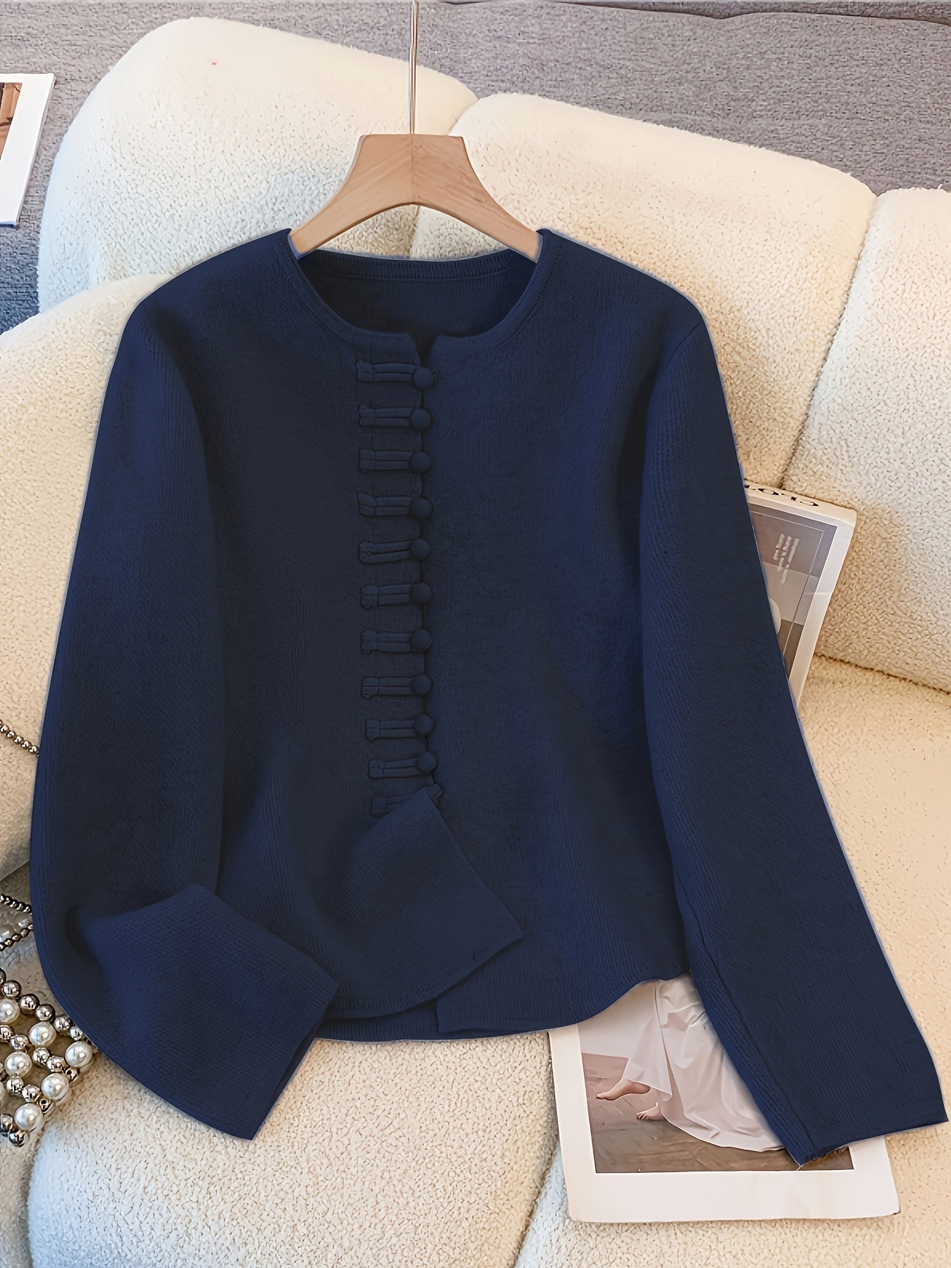 Sylindra | Dames herfst-winter tweedelige set – losse vest-trui en halflange rok met elastische tailleband