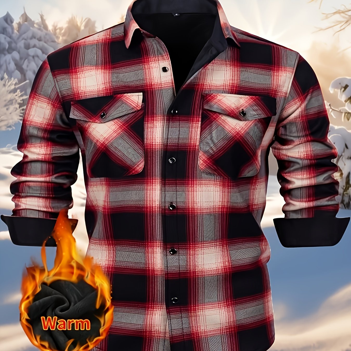 Simeon | Chemise en flanelle thermique épaisse pour homme – motif à carreaux épais d'hiver avec boutons