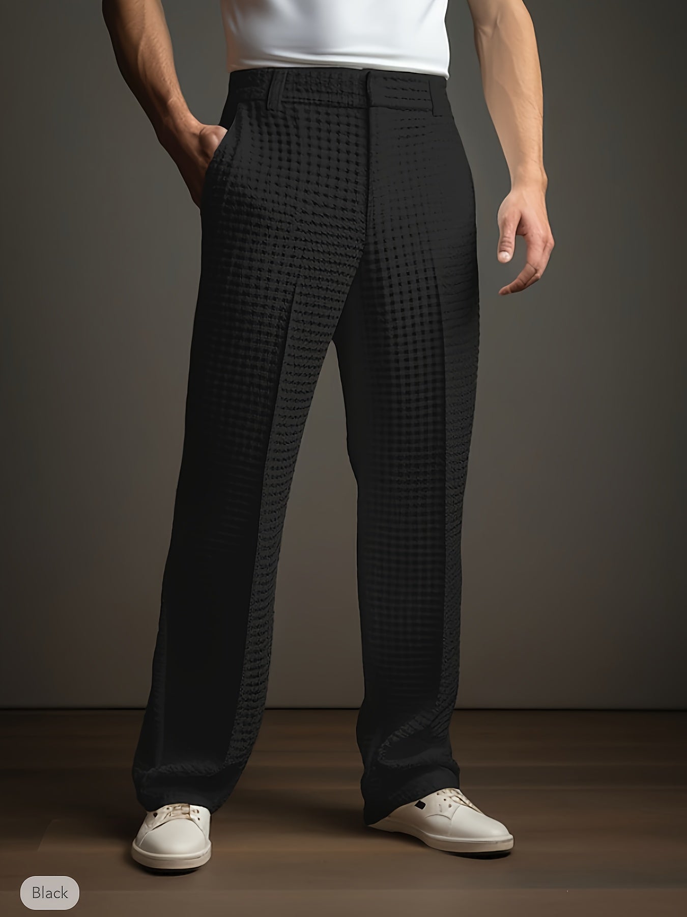Archer | Rechte casual broek voor heren – zakelijke chino met wafelstructuur, slim fit kantoorbroek