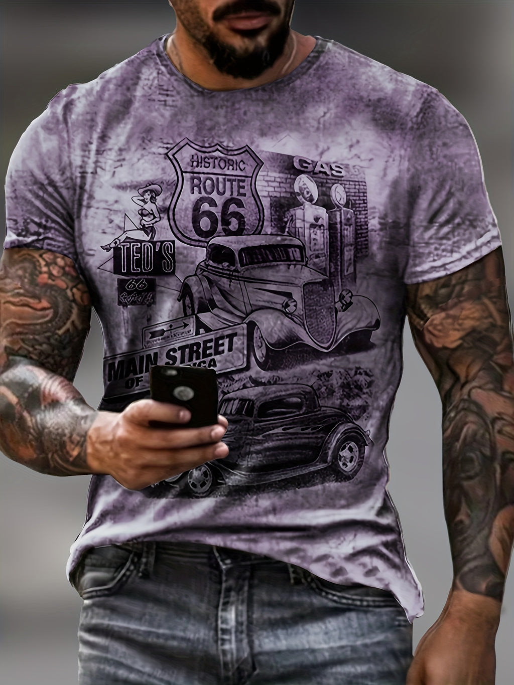 Galvian | Heren Grafisch Zomer T-shirt – Lichtgewicht Bedrukt Shirt met Korte Mouwen