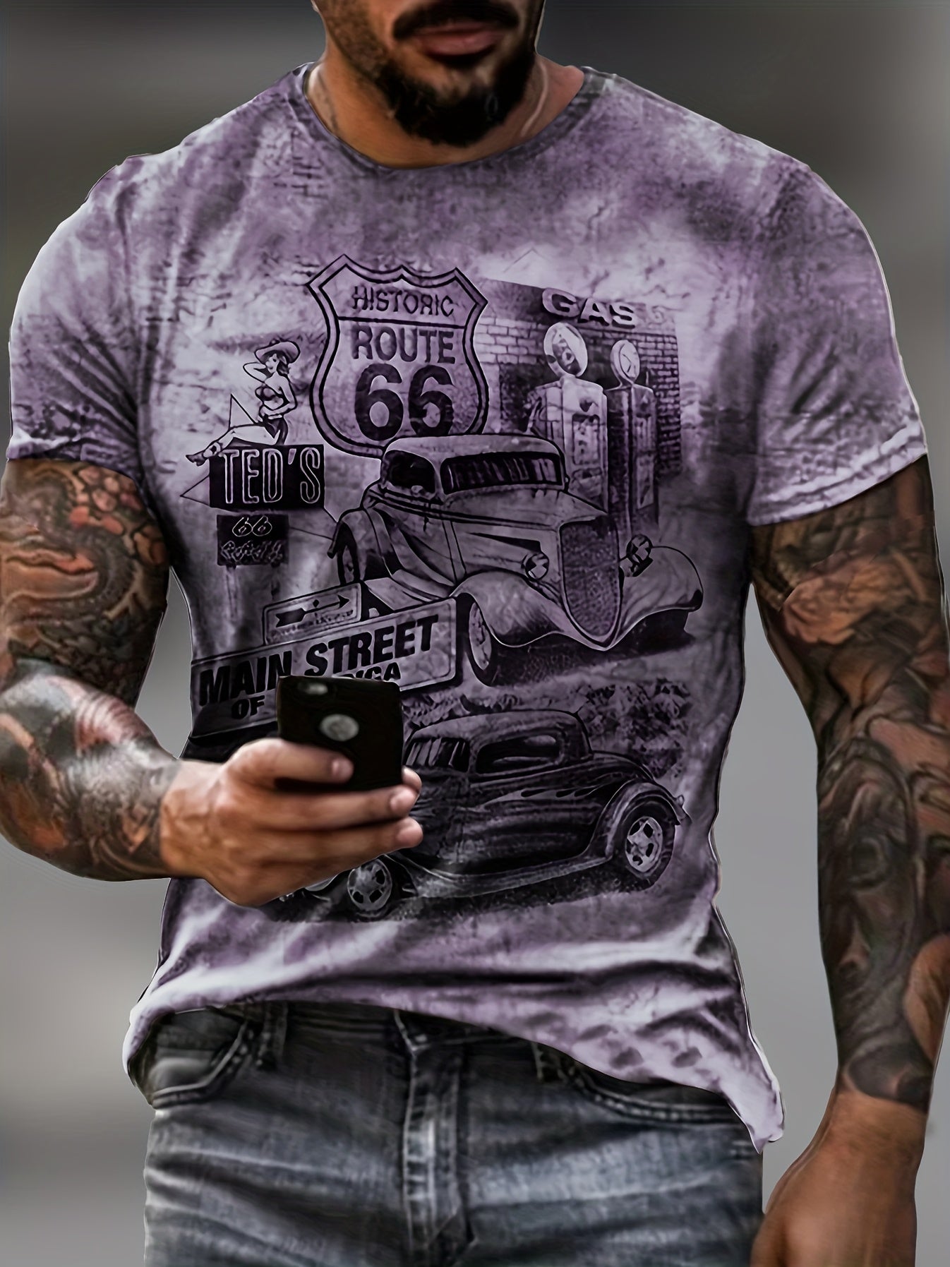 Galvian | Heren Grafisch Zomer T-shirt – Lichtgewicht Bedrukt Shirt met Korte Mouwen