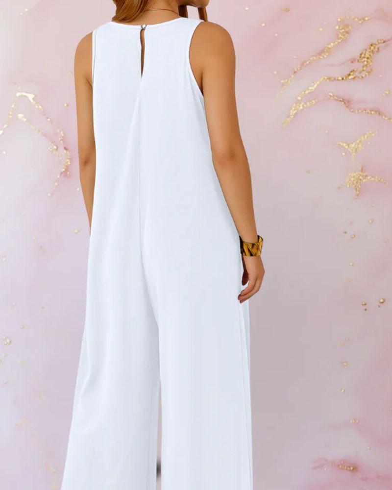 Alaya | Casual jumpsuit met wijde pijpen voor dames – Mouwloze, ruimvallende jumpsuit