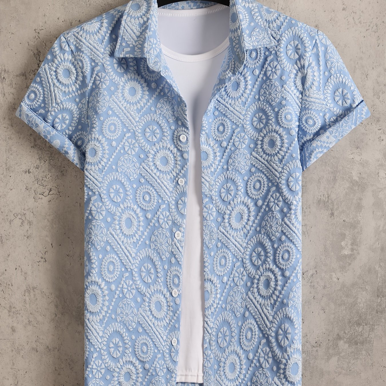 Hakan | Heren casual overhemd – jacquard effen lange mouwen button-down slim fit shirt