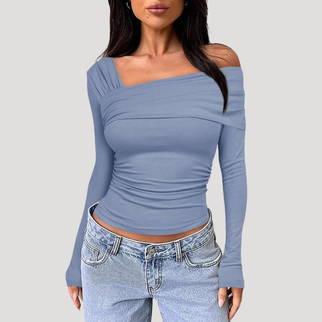 Valivonne | Off-shoulder Bardot-top voor dames – Elegante casual blouse met lange mouwen