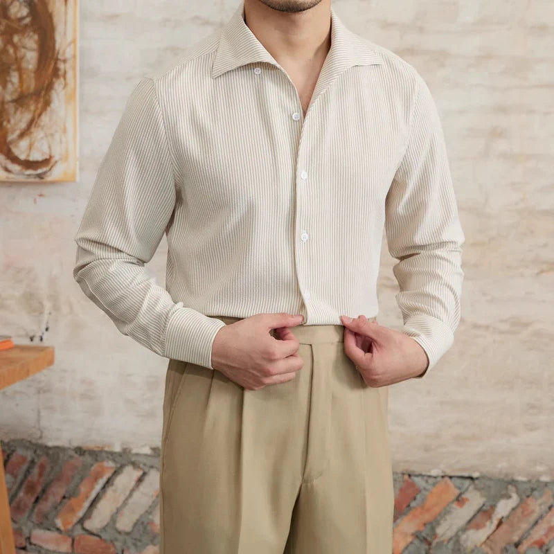Mavric | Chemise élégante pour homme à fines rayures – manches longues, idéale pour le travail et les occasions formelles