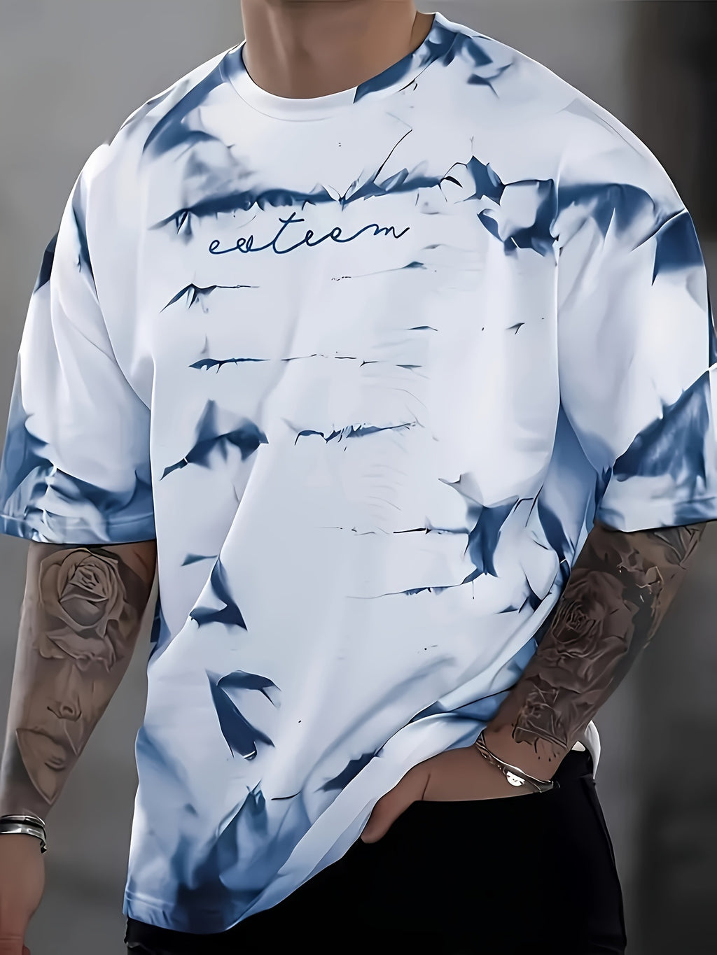 Thalven | Heren 3D Print T-shirt – Casual Ronde Hals, Ademend Polyester Graphic Tee