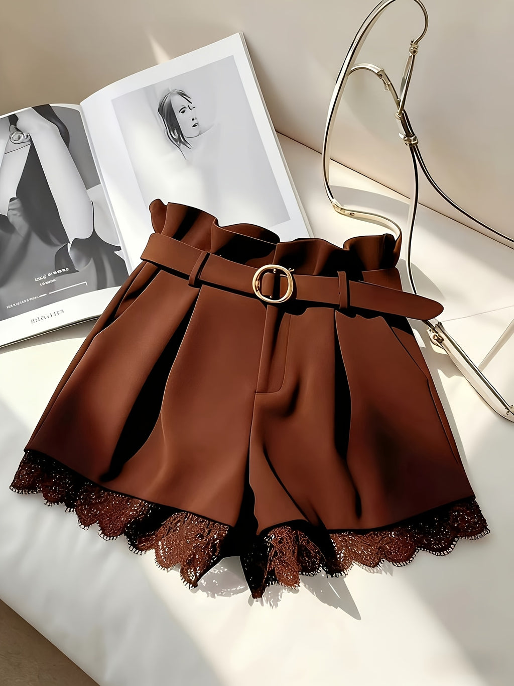 Islyra | Kantbroekje voor dames – Elegante zomerbroek met hoge taille en losse pasvorm