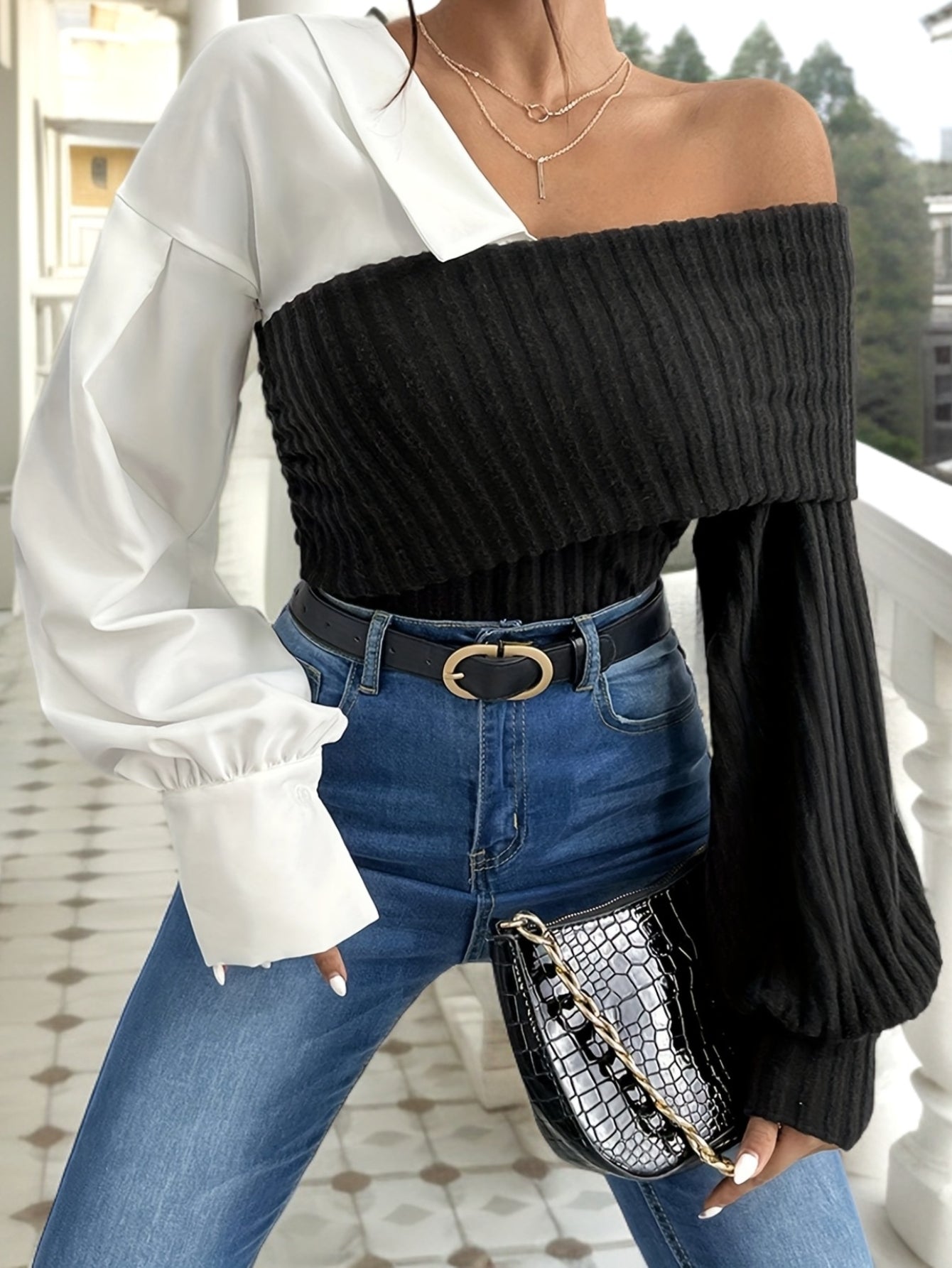 Ianthe | Casual damesoverhemd met kleurblokken – Elegant model met lange mouwen