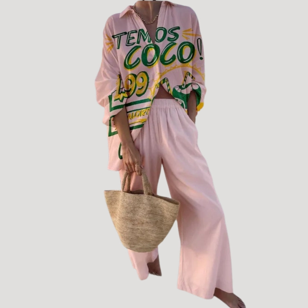 Oceira | Zomerse set met broek voor dames – Top met lange mouwen