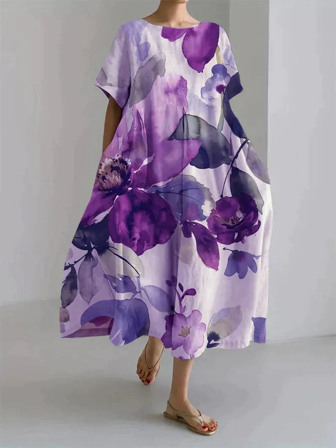 Audrey | Botanische bloemenjurk voor dames – Loszittende, zwierige zomerjurk