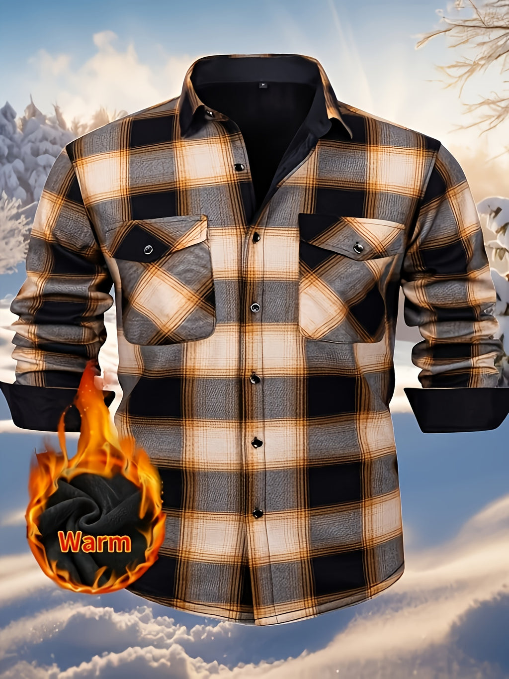 Simeon | Chemise en flanelle thermique épaisse pour homme – motif à carreaux épais d'hiver avec boutons