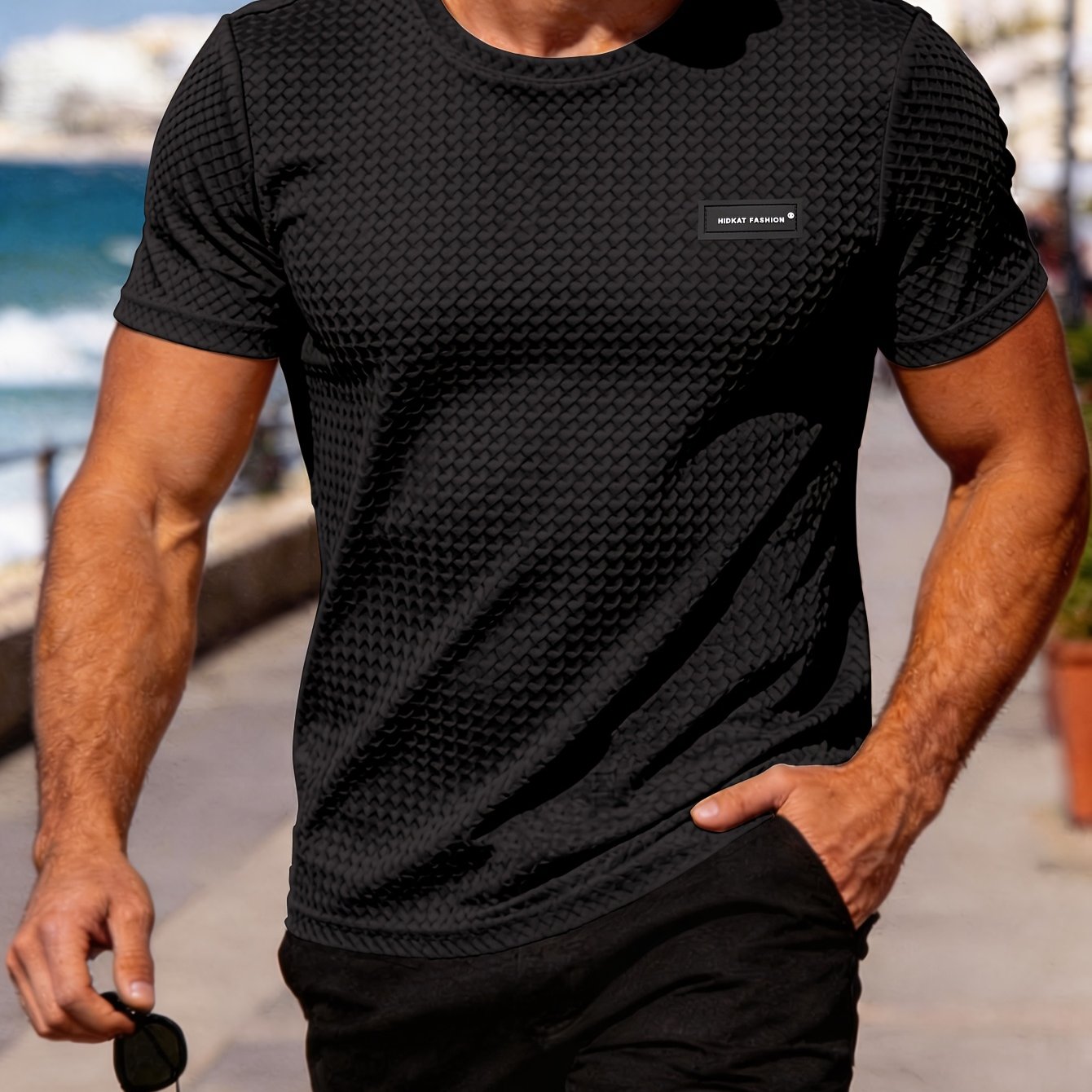 Gavi |Heren ademend sport T-shirt – geruit stretch shirt met korte mouwen