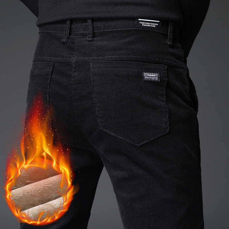 Lyrin | Premium corduroy winterbroek voor heren – Slim fit warme broek met fleecevoering