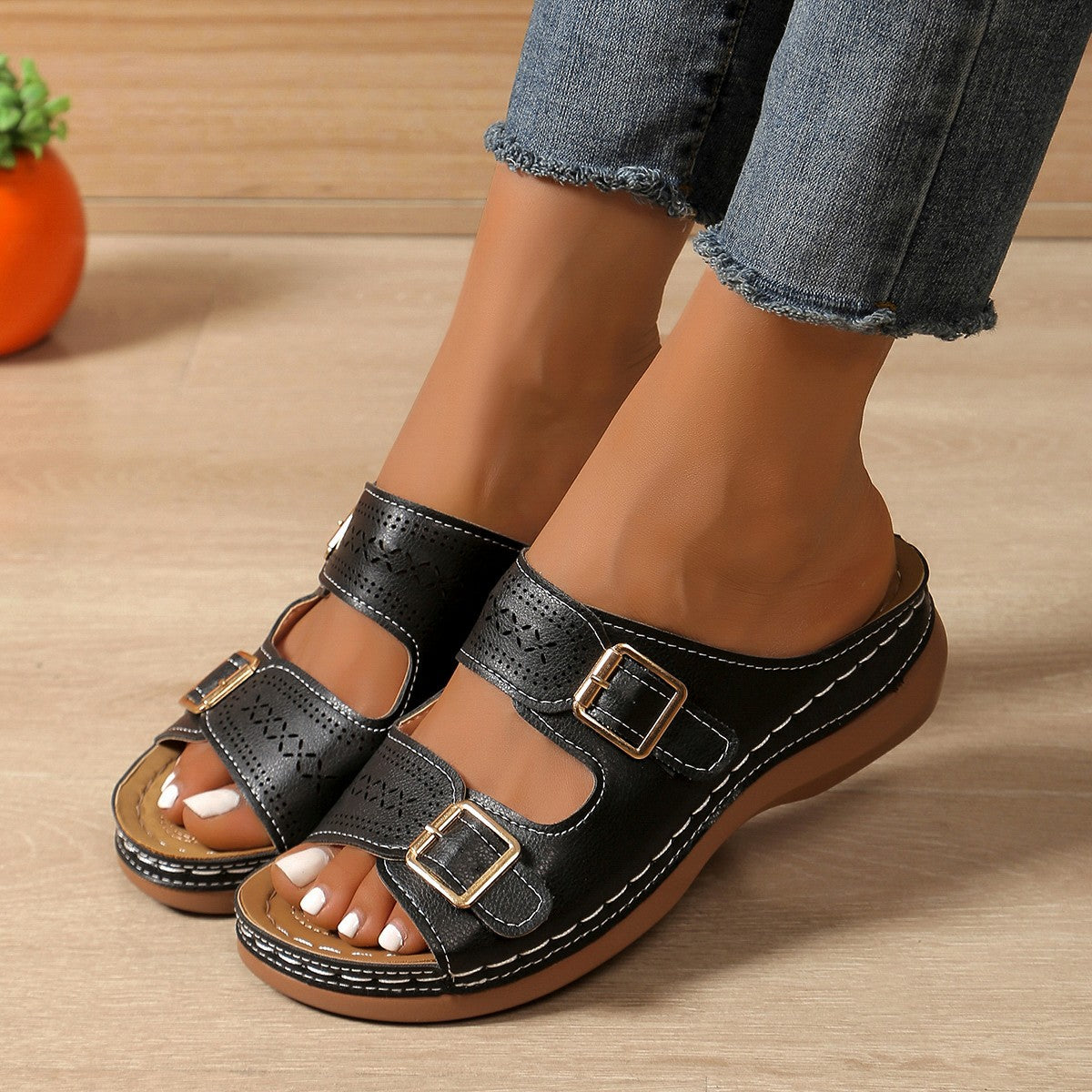 ComfiSole | Dames Orthopedische Leren Sandalen – Open Teen Comfort Zomersandalen