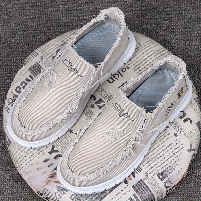 DriftStep | Mocassins homme à enfiler - Toile respirante, aspect vieilli, confortables