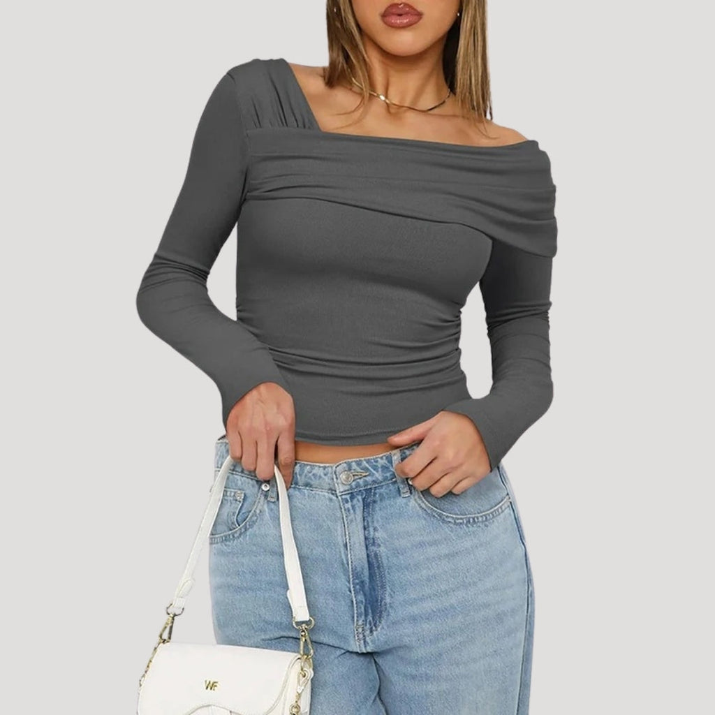 Valivonne | Off-shoulder Bardot-top voor dames – Elegante casual blouse met lange mouwen