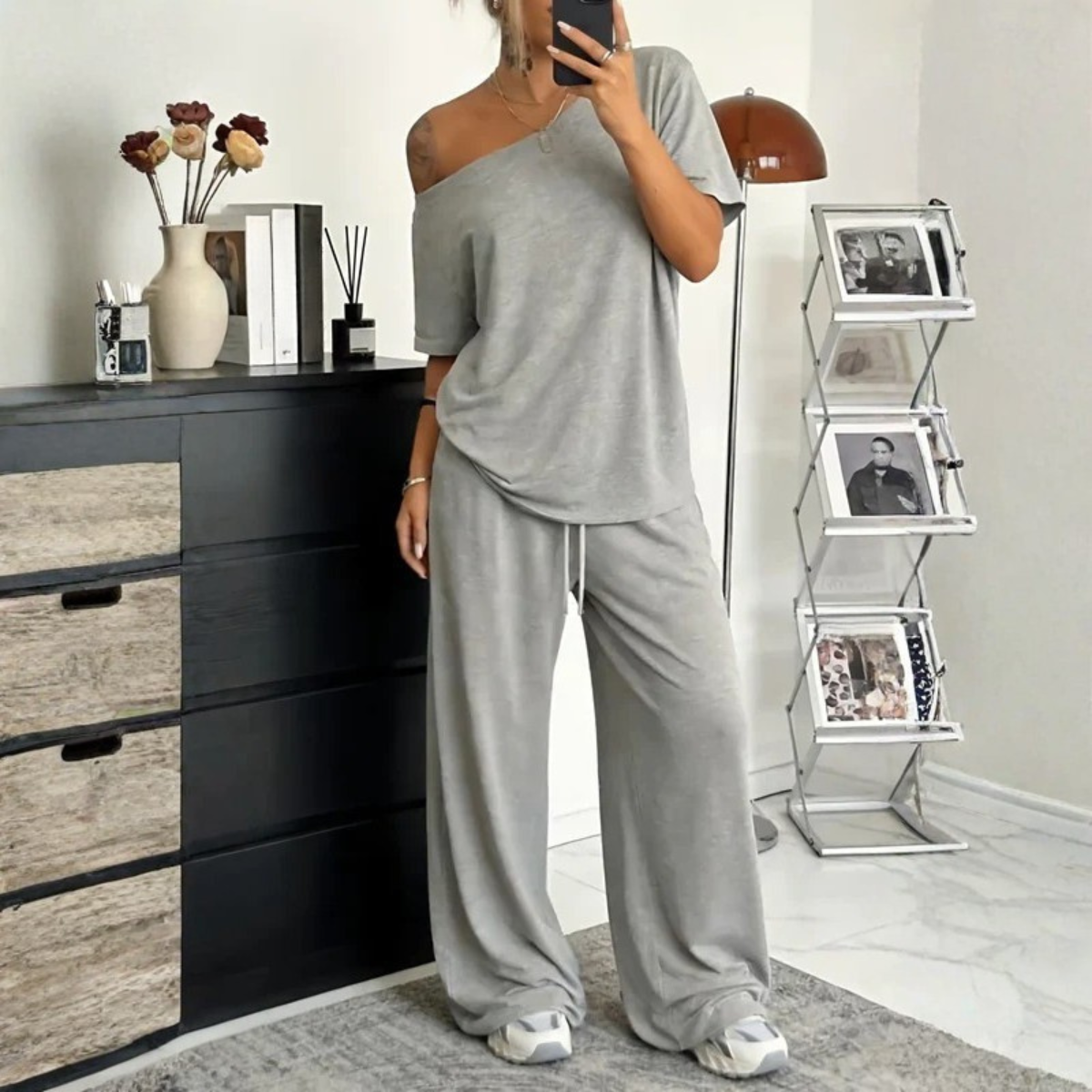 Elanoria | Comfortabele set met wijde pijpen voor dames – 2-delige casual vrijetijdskleding